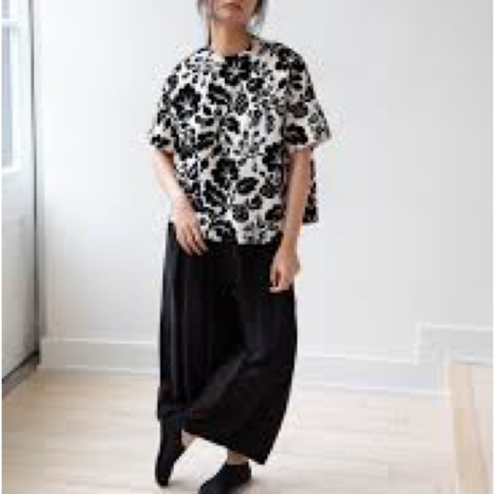 R&D.M.Co Old Man’s Tailor Japan Floral Flocked Pull Over Shirt Top Blouse OS